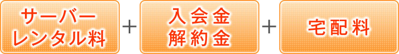 サーバーレンタル料+入会金・解約金+宅配料